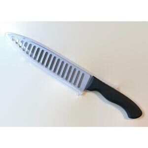 Chefs Butcher Knife 8" Protective Cover Black Plastic Handle Made China